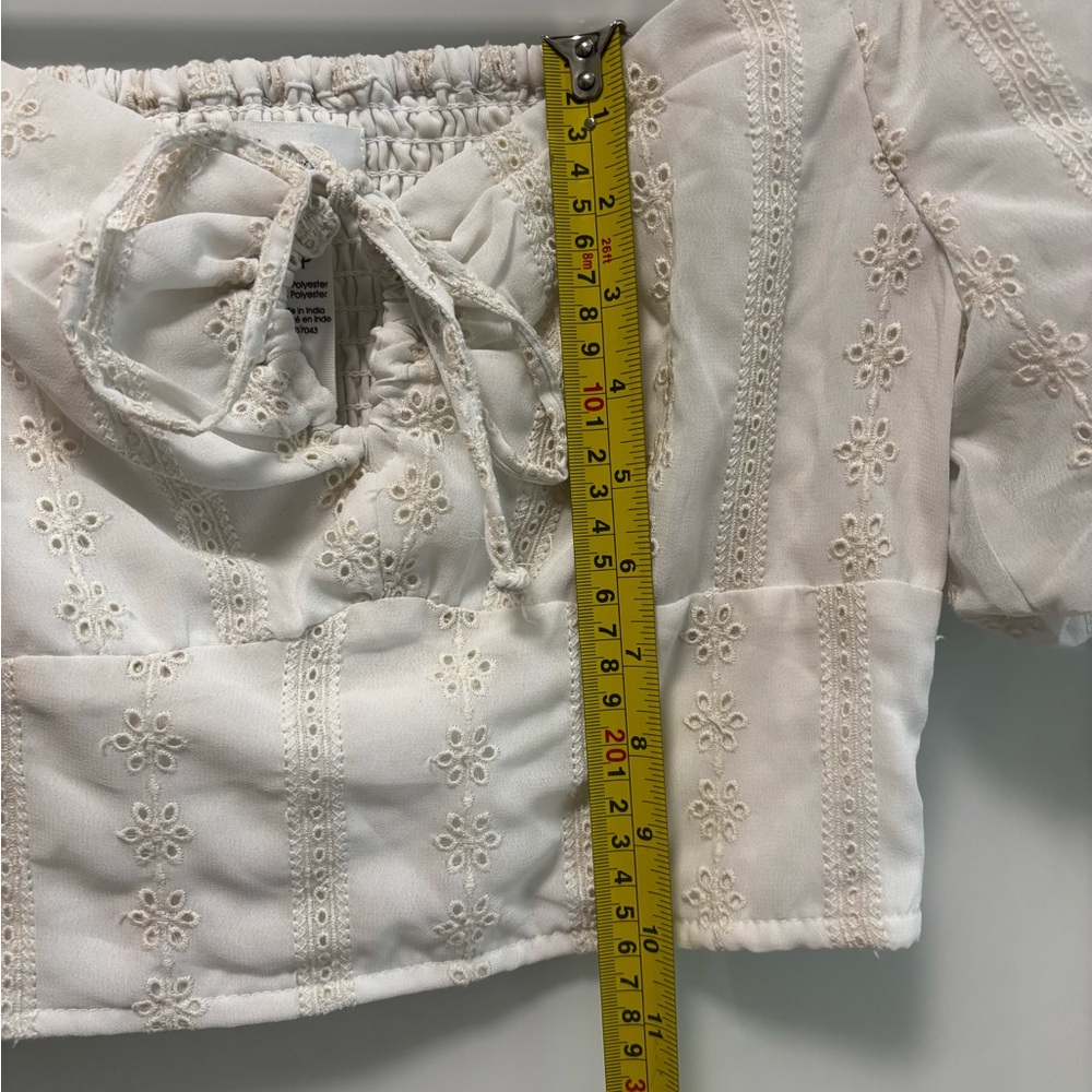 JAPNA White puffed sleeves crop top Size S - Picture 7 of 7